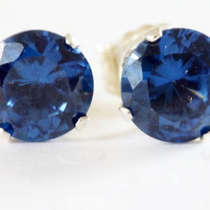 Genuine Blue Sapphire Stud Earrings Sterling Silver 6mm  Sapphire Gemstones  September Birthstone