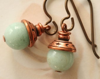 Celestial Earrings Copper Earrings Aventurine Earrings  Gift For Her