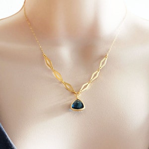 Navy Blue Necklace Navy Blue Quartz Geometric Necklace Gift For Her Inspired by Lady Edith's Edwardian Style on Downton Abbey