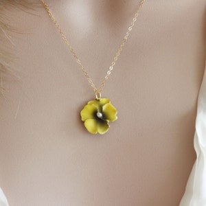 Yellow Pansy Necklace Pansy Pendant Yellow Flower Necklace Viola Necklace Yellow Flower Necklace Botanical Jewelry Gift For Her image 4