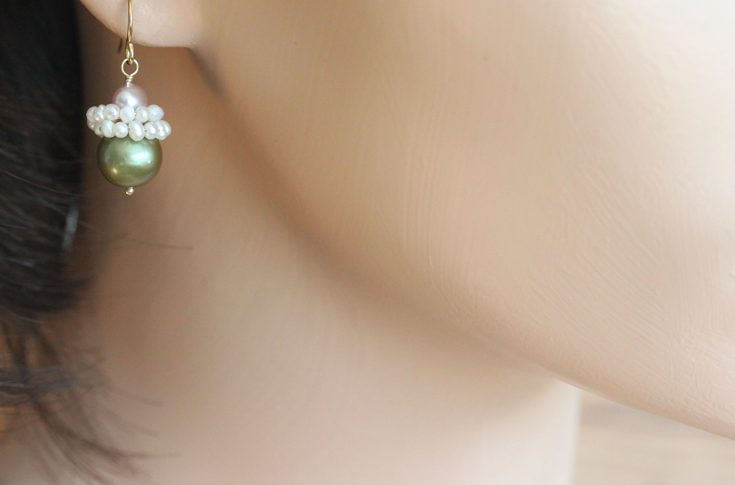 Sage Pearl Earrings Sage Green Earrings Bridal Earrings Bridal Etsy