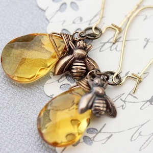 Bee Earrings Honey Bee Earrings Bee Jewelry Gift For Her Nature Loving Earrings image 1