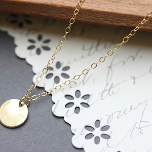 Tiny Gold Coin Necklace  Gold Disc Necklace Simple Everyday Necklace Gift For Her