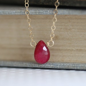 Ruby Necklace Genuine Ruby On 14 Karat Gold Filled Or Sterling Silver July Birthstone image 2