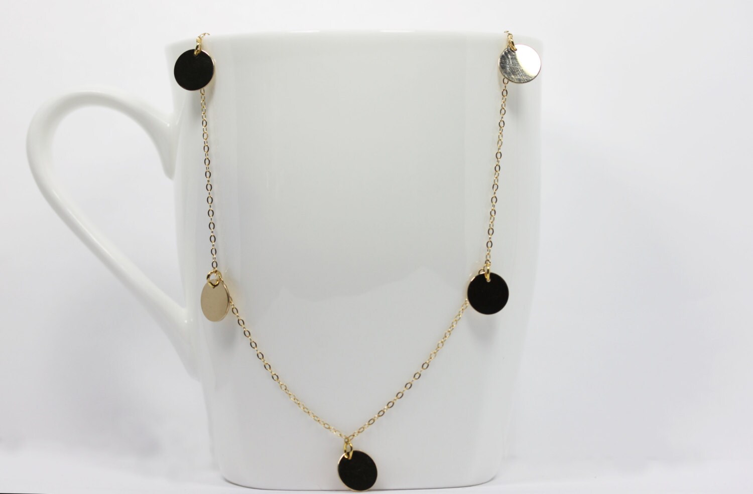 Gold Pink Green Convertible Toggle Disc Necklace Set main image 0