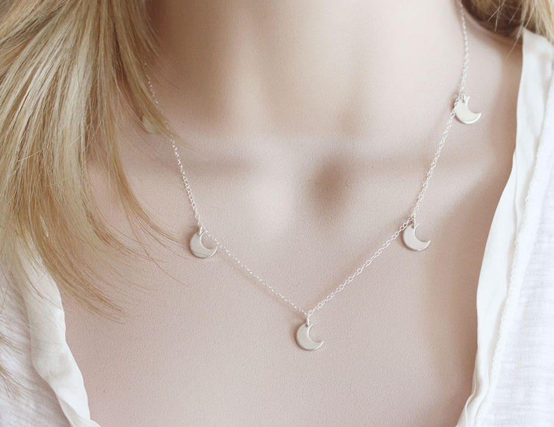 Sterling Silver Crescent Moon Necklace: Celestial Jewelry Gift - Etsy