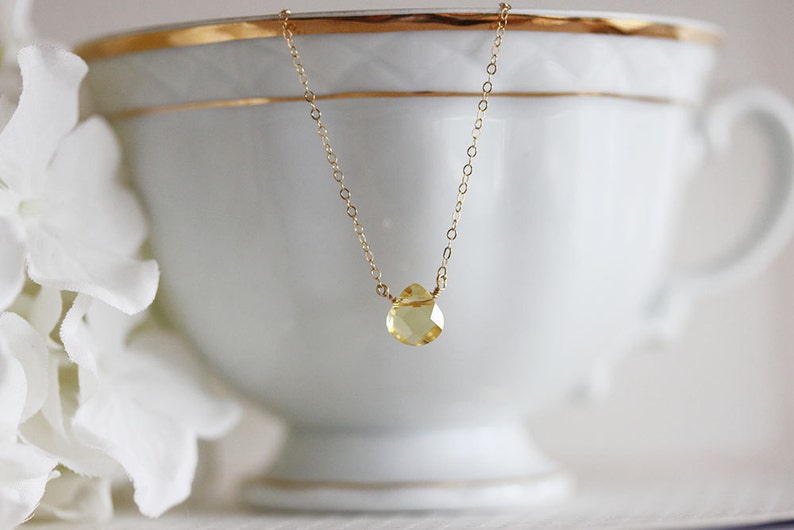 Dainty Citrine Necklace Genuine Citrine Necklace On 14 Karat Gold Filled Sterling Silver Gift For Her November Birthstone image 3