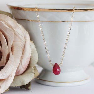 Ruby Necklace Genuine Ruby On 14 Karat Gold Filled Or Sterling Silver July Birthstone image 4