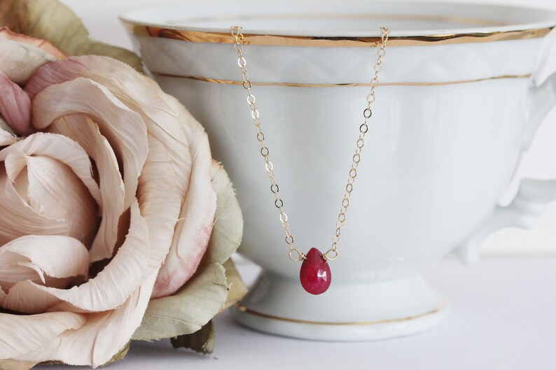 Ruby Necklace Genuine Ruby On 14 Karat Gold Filled Or Sterling Silver July Birthstone image 4