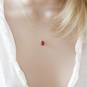 Ruby Necklace Genuine Ruby On 14 Karat Gold Filled Or Sterling Silver July Birthstone image 3