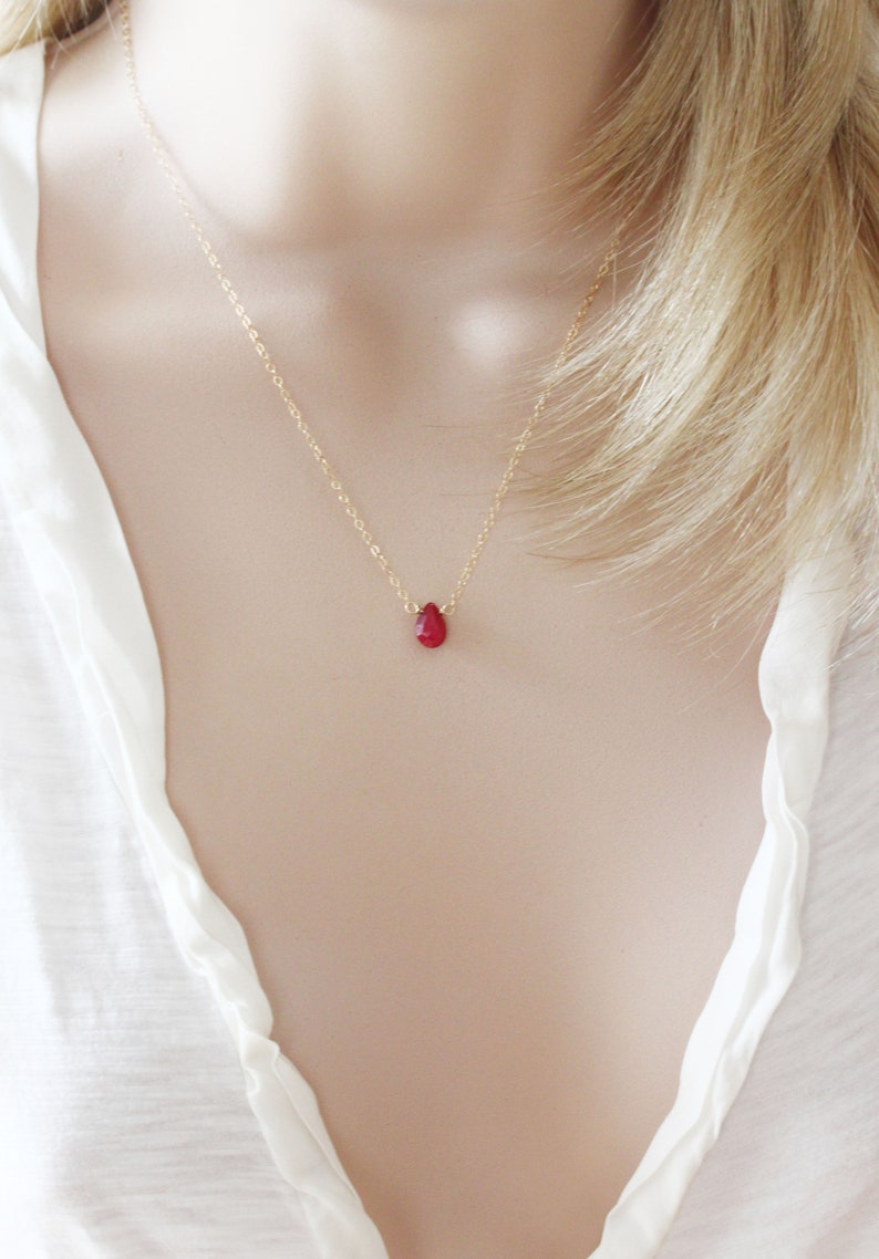 Ruby Necklace Genuine Ruby On 14 Karat Gold Filled Or Sterling Silver July Birthstone image 3