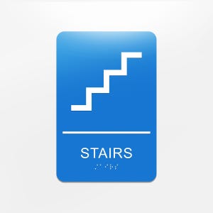 ADA Compliant Braille Stairs Sign Multiple Colors