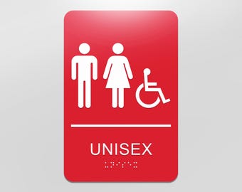 ADA Compliant Braille Restroom Sign Multiple Colors and Messages