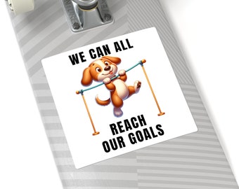 Cartoon Dog Vinyl Sticker: Motivational Gym Laptop Decal