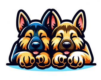 German Shepherd Puppies Kiss-Cut Sticker, Dog Lover Decal