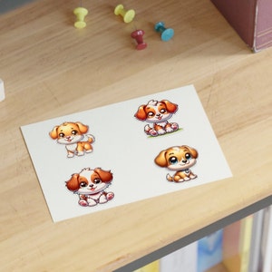 Arkusz naklejek z kreskówkowymi psami, słodkie naklejki z psami | Naklejki do planera | Scrapbooking | Prezent dla miłośnika psów | Naklejki z psami Kawaii | Artykuły piśmiennicze o tematyce zwierząt domowych