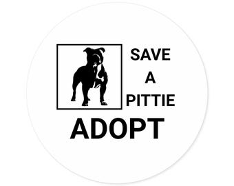 Adopt a Pittie Round Stickers, Pet Adoption Support, Dog Lover Gifts, Save a Pittie Decor