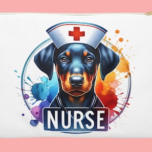 Dobermann Pinscher Nurse Accessory Pouch - Cute Dog Print Makeup Bag - Dobermann Lover Gift - Unique Pet-Themed Nurse Accessories