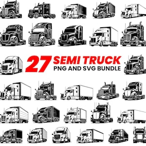 Semi Truck SVG Bundle: Trailer Truck Cut Files (Commercial Use)