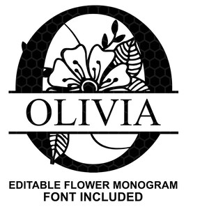 Editable Floral Split Monogram SVG PNG | Split Monogram silhouette and svg cutfiles for cricut | Floral Alphabet Graphic svg png bundle