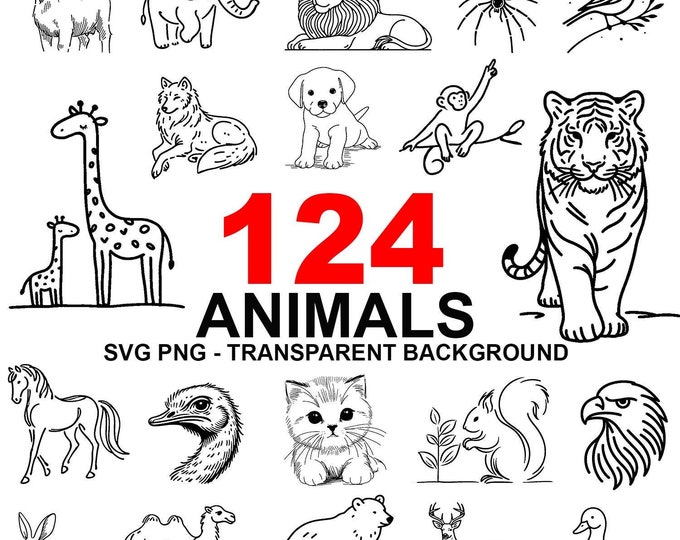 Animals Svg Bundle| Animals Drawings for Kids Svg Bundle| Cute Animals ...