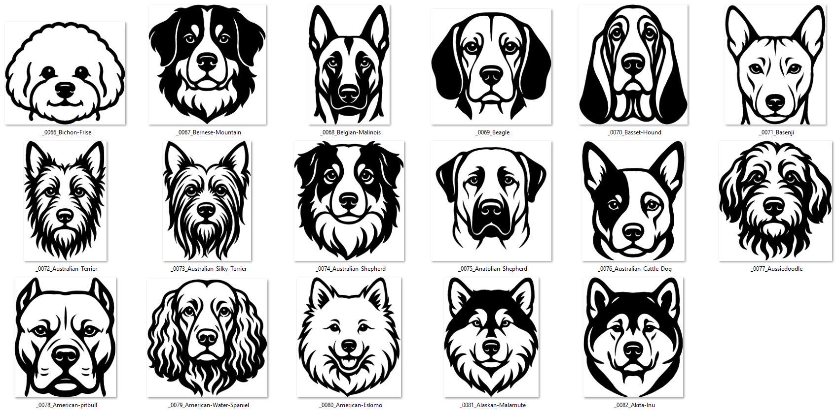 83 Dog Breeds Heads SVG and PNG Bundle Designs | Dog Breeds SVG ...