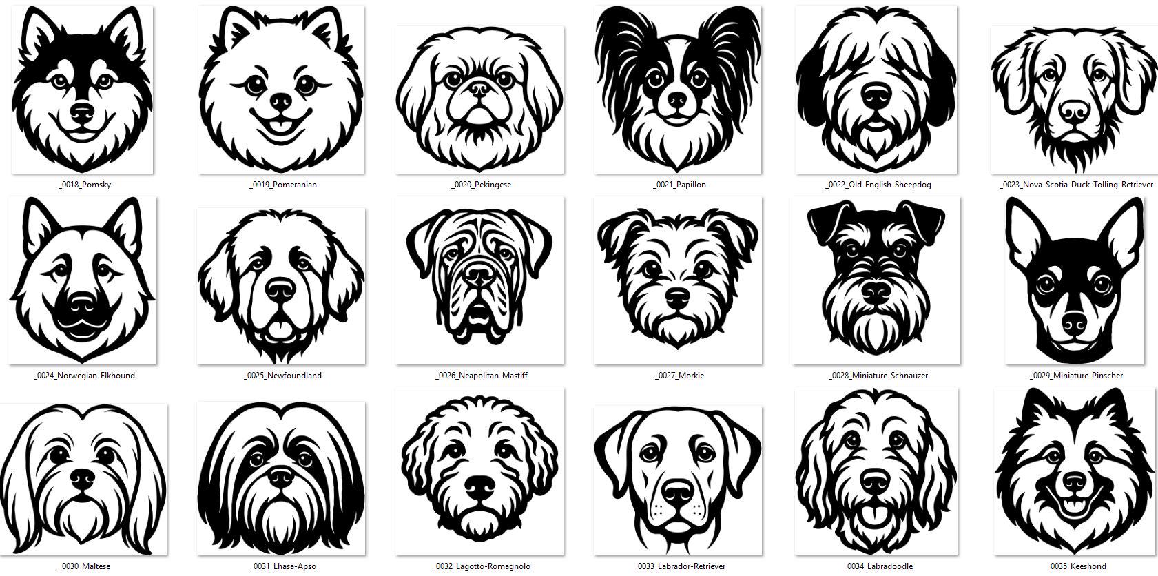 83 Dog Breeds Heads SVG and PNG Bundle Designs | Dog Breeds SVG ...