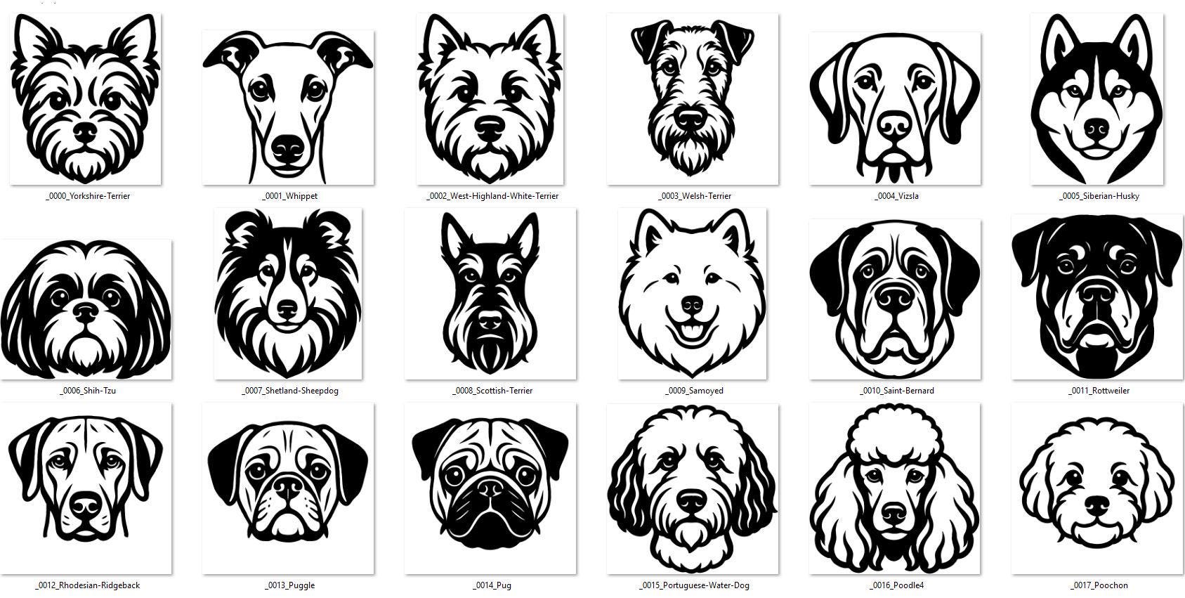 83 Dog Breeds Heads SVG and PNG Bundle Designs | Dog Breeds SVG ...