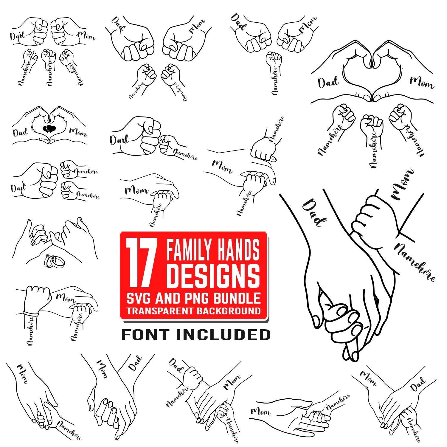 17 Family Hands SVG and PNG Bundle Designs | Family Hands Silhouette ...