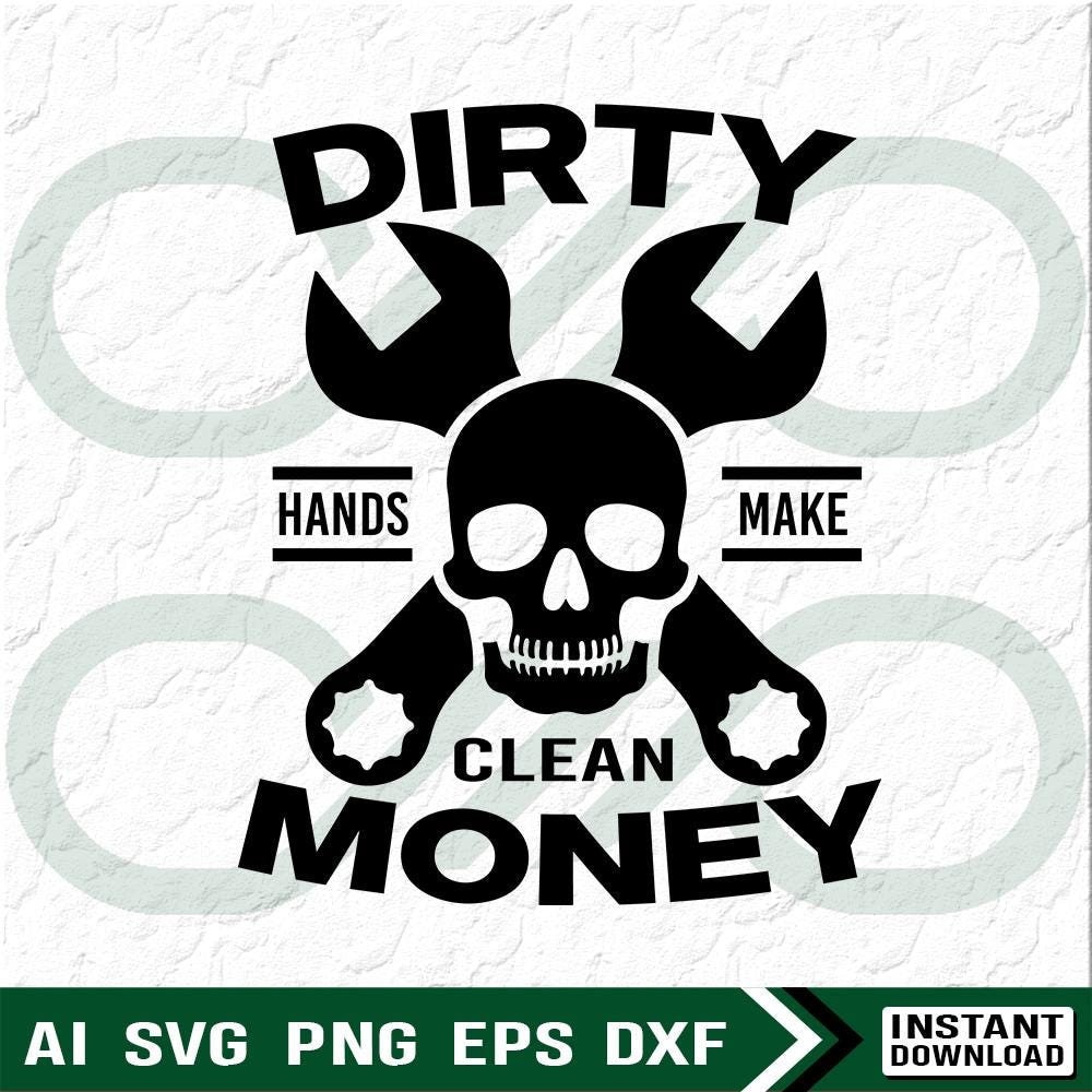 Dirty Hands Make Clean Money Baseball Cap - Funny Mechanic Hat With Skull Hand Design