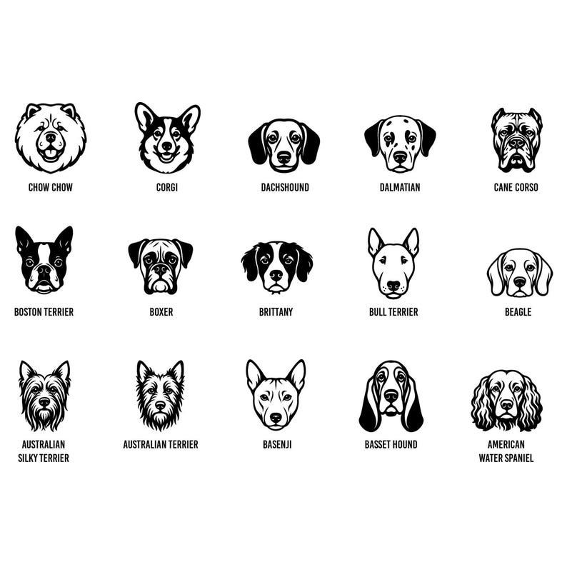 83 Dog Breeds Keychain SVG and PNG Bundle Designs | Dog Breeds Heads ...