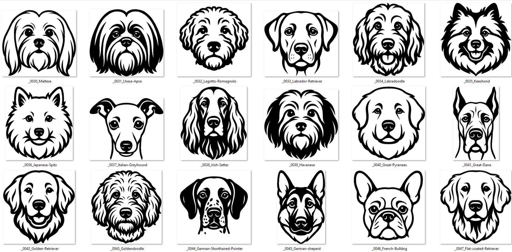 83 Dog Breeds Heads SVG and PNG Bundle Designs | Dog Breeds SVG ...