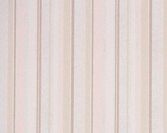 1950s Vintage Wallpaper by the Yard - Pink and Brown Pin Stripes on White