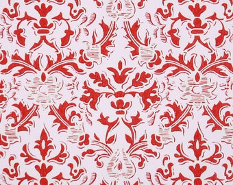 1950s Vintage Wallpaper by the Yard - Damask Wallpaper Pink and Red