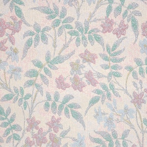 1930s Floral Vintage Wallpaper - Plum Pink, Green Leaves, Tan (by the Yard)