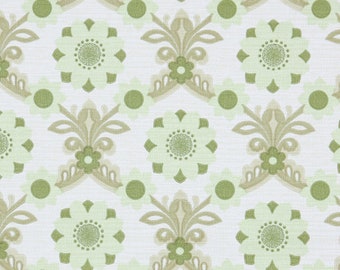 1960s Vintage Wallpaper by the Yard - Floral Wallpaper with Green Flowers on White