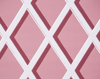 1950s Vintage Wallpaper by the Yard - Geometric Vintage Wallpaper with Red and Gray Diamond Lattice