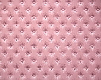 1940s Vintage Wallpaper by the Yard - Pink Button Tuft Wallpaper