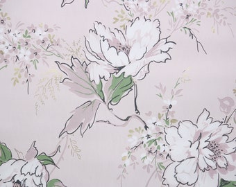 1950s Vintage Wallpaper by the Yard - Floral Wallpaper Large Pink Blooms with Smaller Pink Flowers