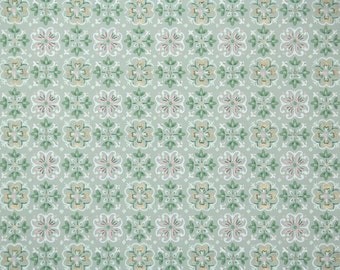 1940s Vintage Wallpaper by the Yard - Pink White and Green Geometric