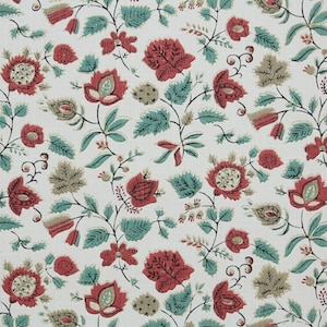 1940s Vintage Wallpaper by the Yard - Floral Vintage Wallpaper Red Tan and Green Floral Chintz