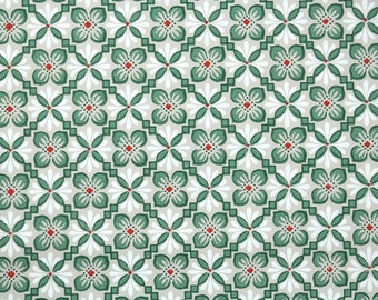 1940's Vintage Wallpaper - Red and Green Geometric on Taupe