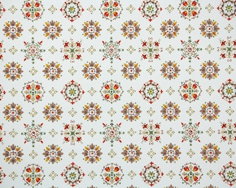 1940s Vintage Wallpaper by the Yard - Red Brown Orange and Yellow Geometric Vintage Wallpaper
