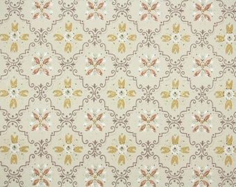 1950s Vintage Wallpaper by the Yard - Gold Tan and Brown Geometric