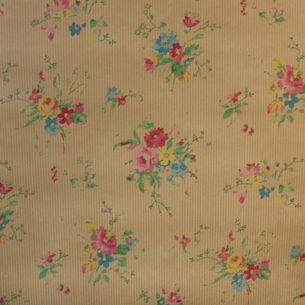 1930's Vintage Wallpaper tiny pink roses and little blue flowers