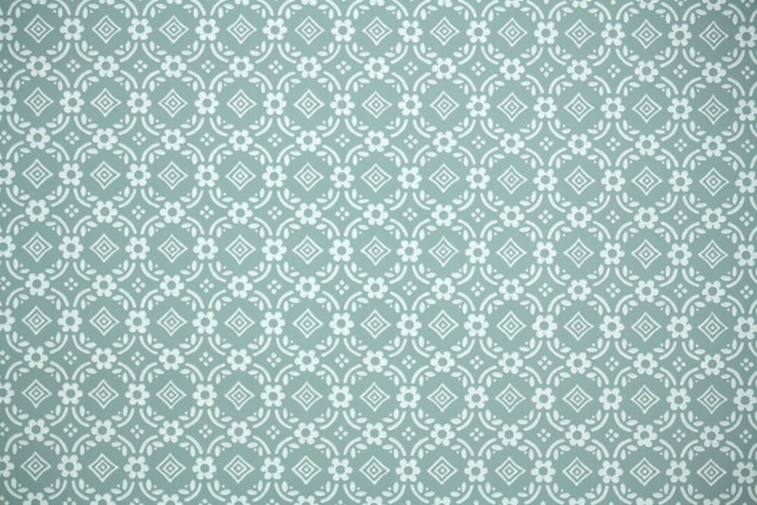 1950s Vintage Wallpaper by the Yard Green and White Geometric Etsy