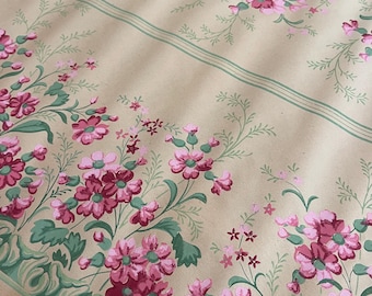 3 Yards of a 1900s Antique Pink Floral Wallpaper Frieze