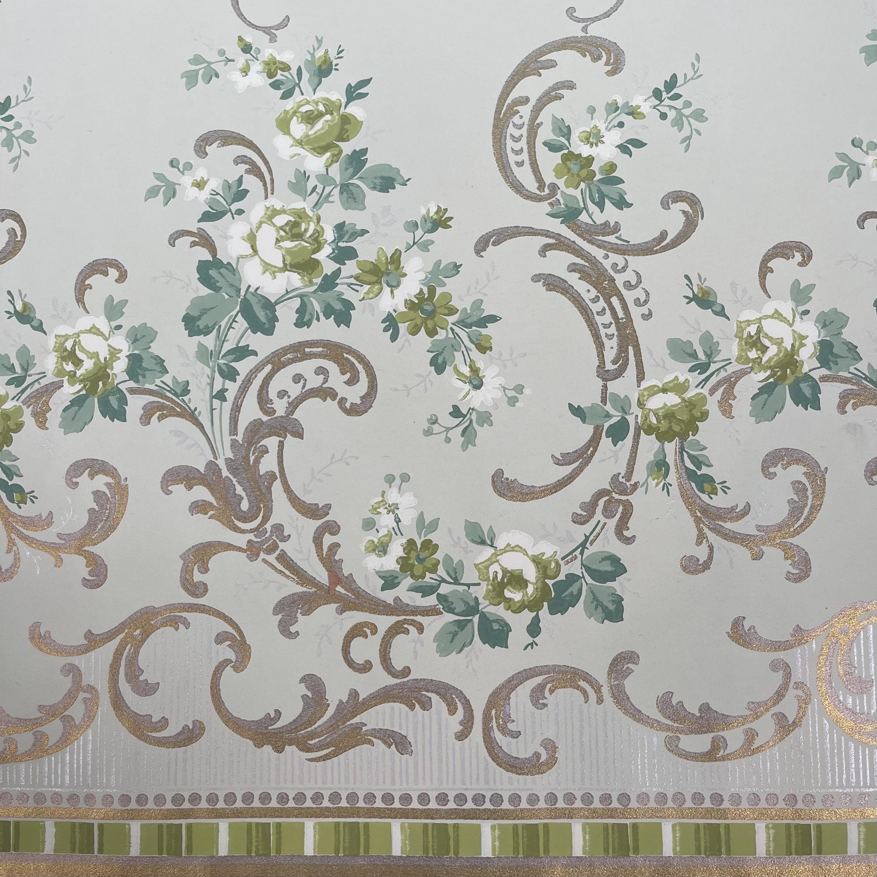 3.5 Yards of a 1900s Antique White and Green Rose Frieze - Etsy