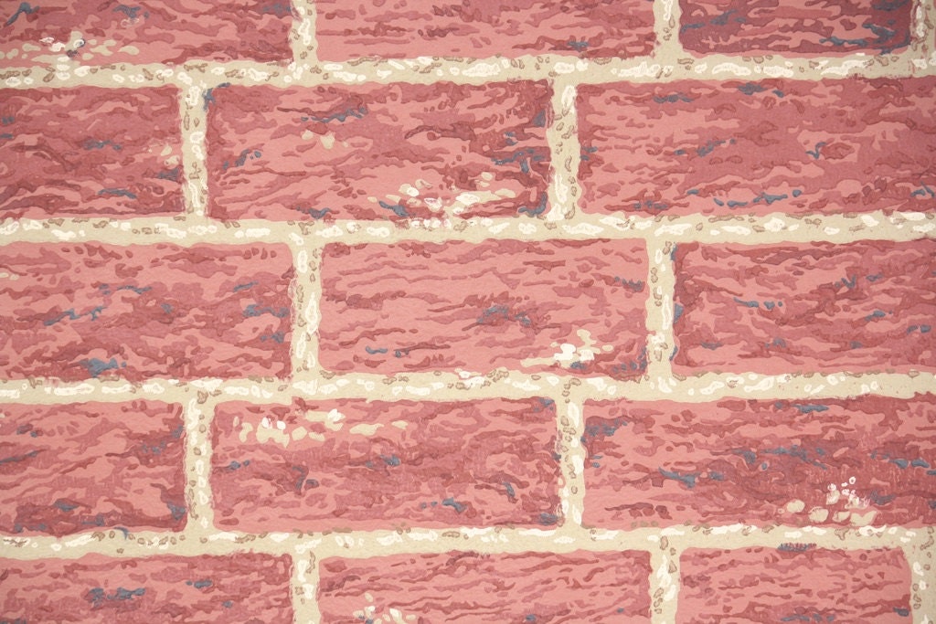 1940s Vintage Wallpaper Faux Brick Vintage Wallpaper | Etsy