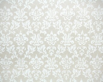 1940s Vintage Wallpaper by the Yard - White and BeigeTextured Damask